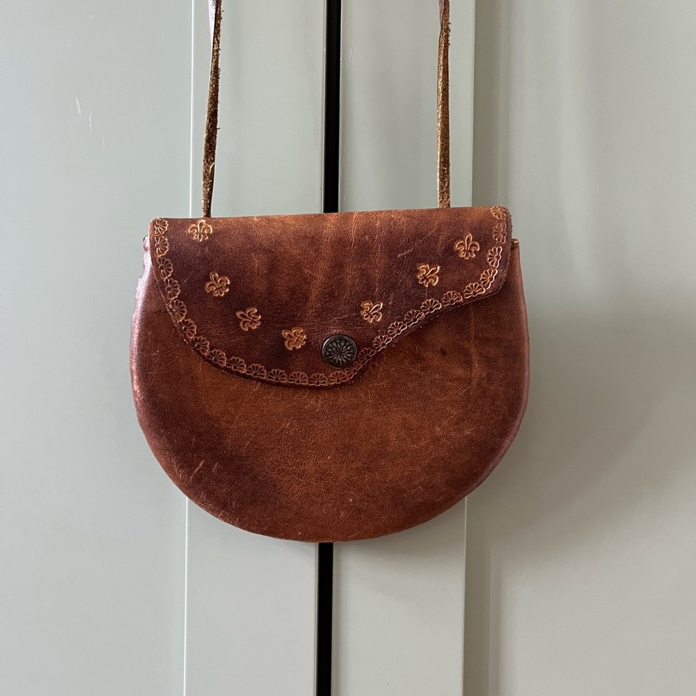 Vintage Brown Leather Crossbody Bag
